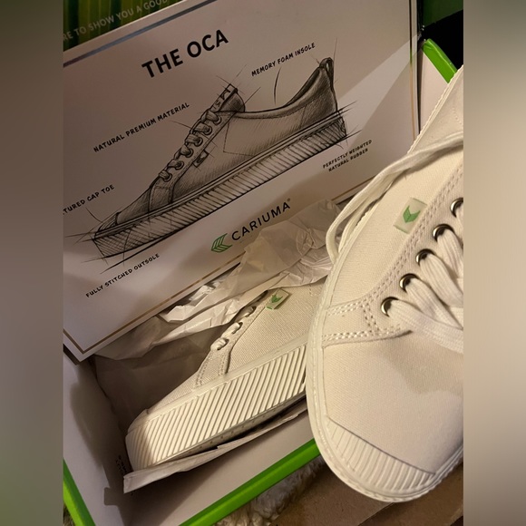 NEW Cariuma Oca Low Top Skate Sneaker Casual Shoes Lace Up Canvas White W 9.5 - Picture 3 of 5